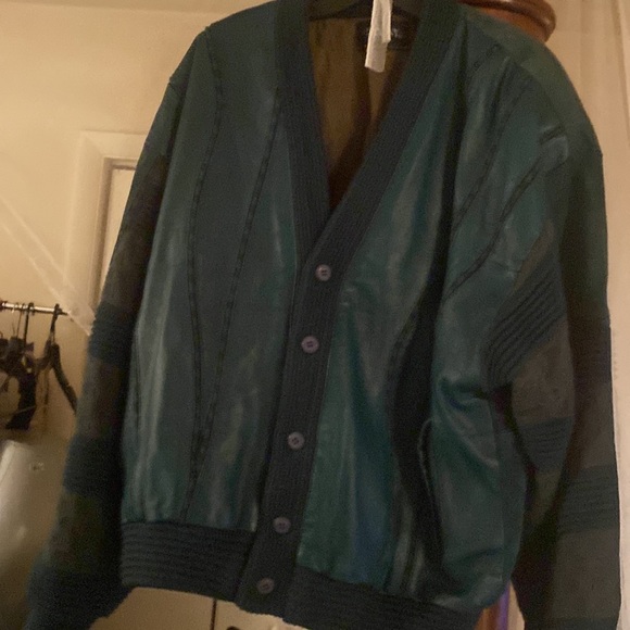 Classic Bomber jacket leather and goatskin green - Picture 3 of 8